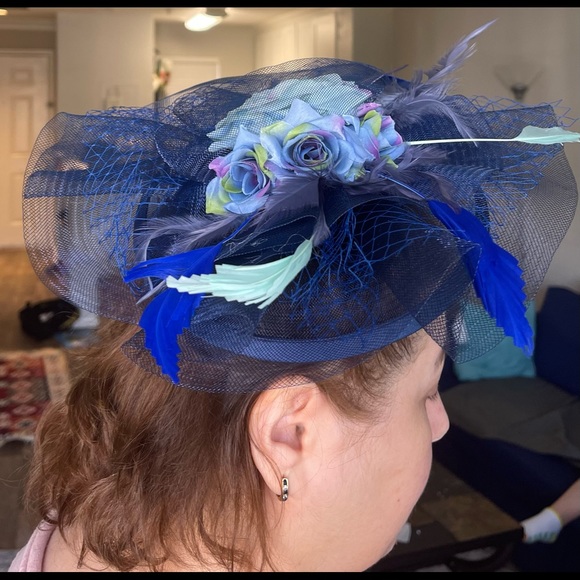 Myjoyday flower fascinator headband for women(blue) - Picture 4 of 6